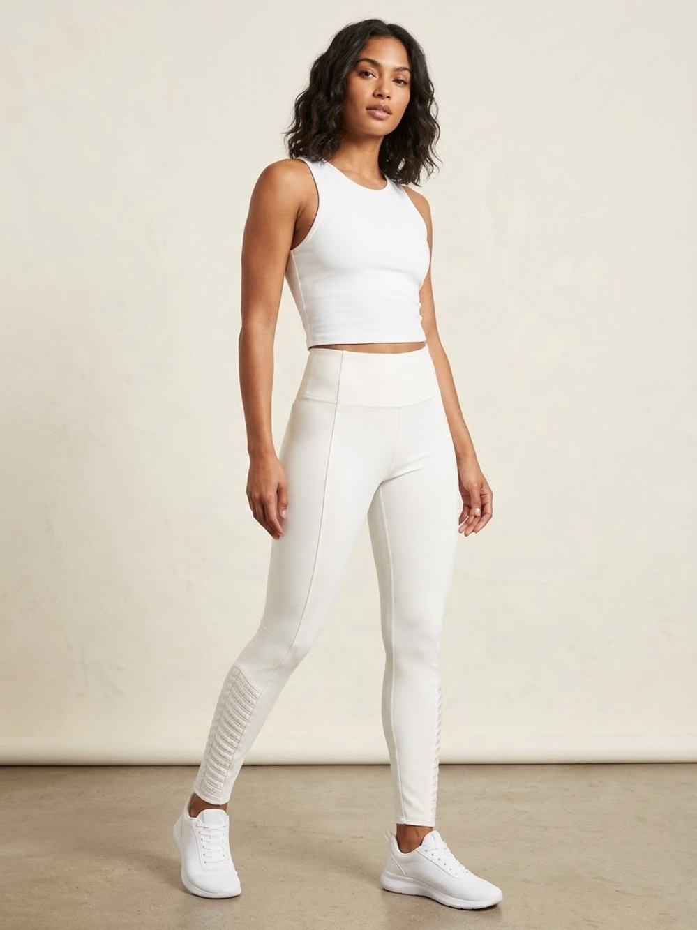 Lysse High Rise White Moto Style Biker Edgy Legging Large.